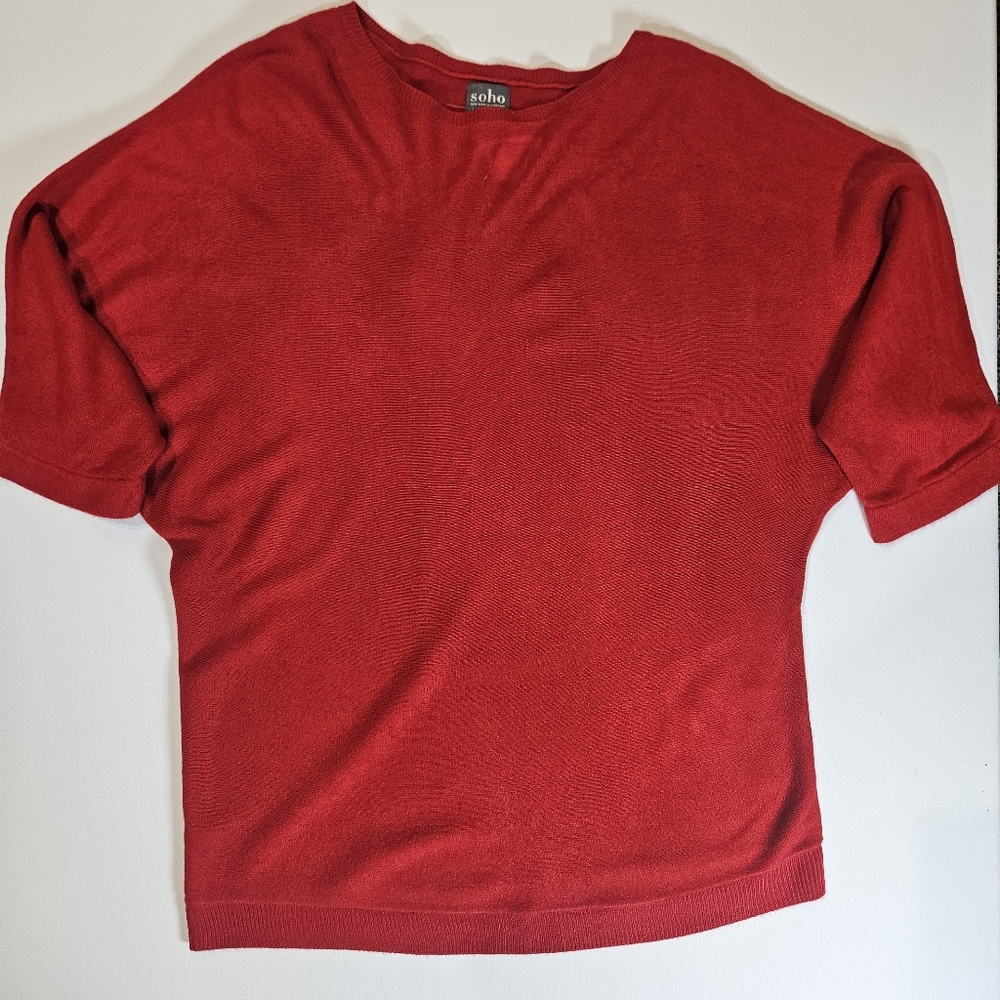 New York & Company Soho Sweater Womens XSβ Red Half Sleeve Acrylic Office Top